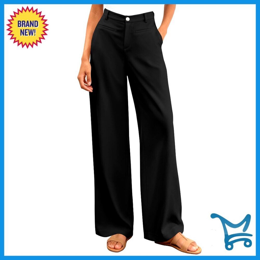 Wide Leg Palazzo Pants High Waisted Business Casual Office Slacks Pockets
